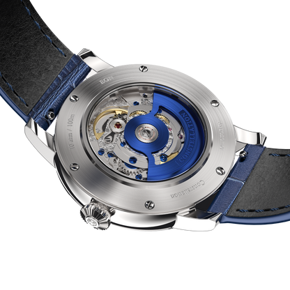 Constellation Product Image Caseback Laying Shot Blue Strap